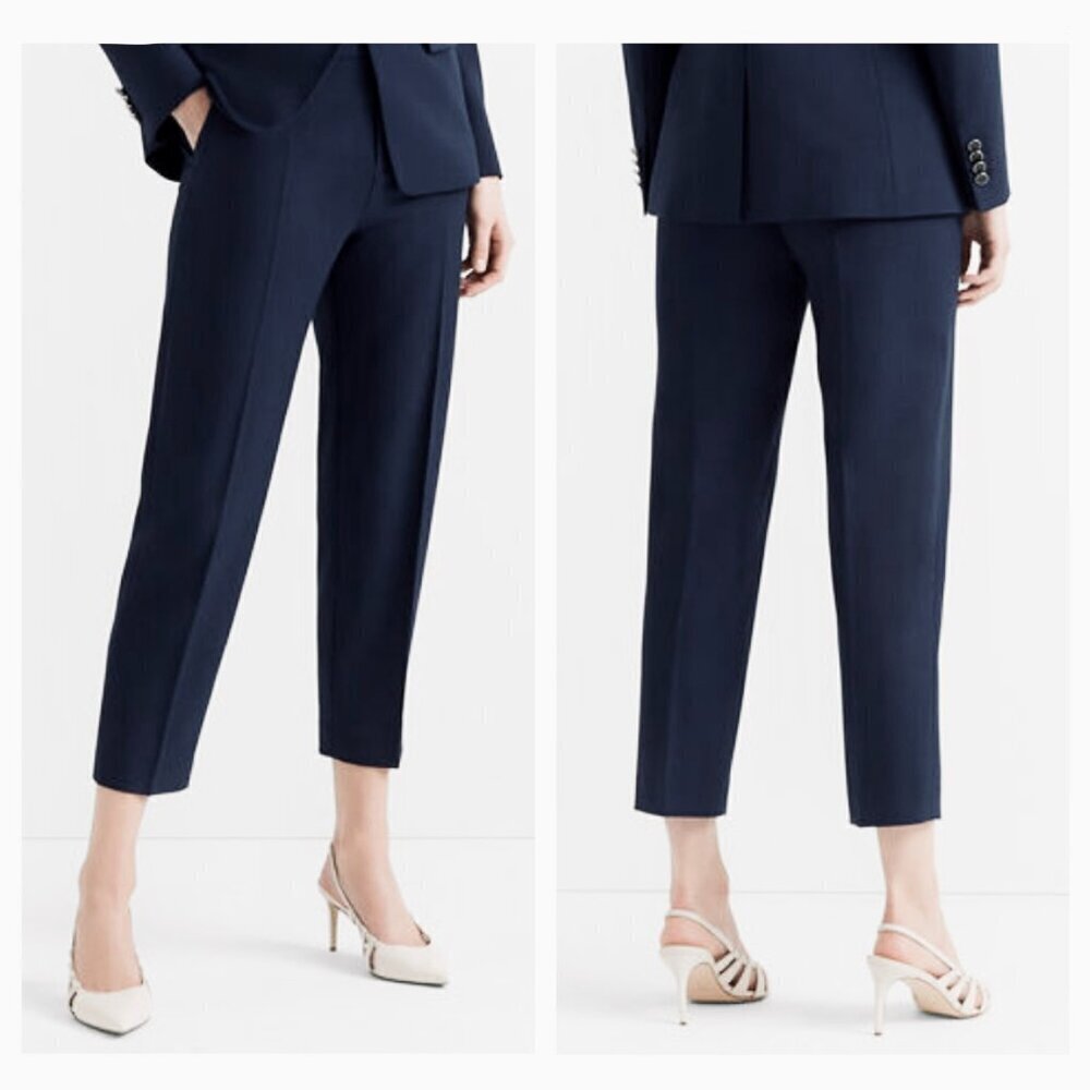 Club Monaco Borrem Navy Wool Blend Tailored Career Work Trouser Ankle Pant Sz 0